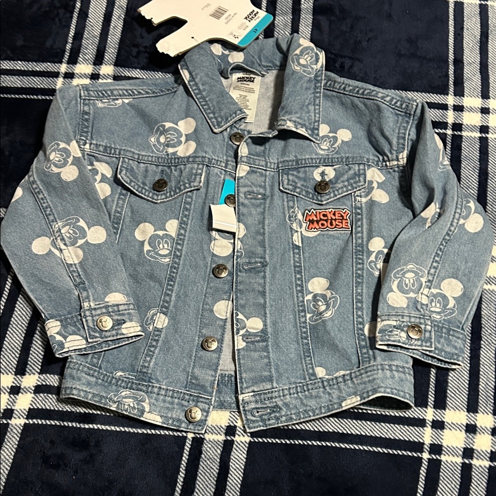 Disney Mickey Mouse Kids Jean Jacket - Blue and White size  4t nwt
